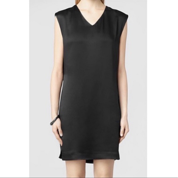 All Saints Velia black v neck shift dress - Picture 2 of 5